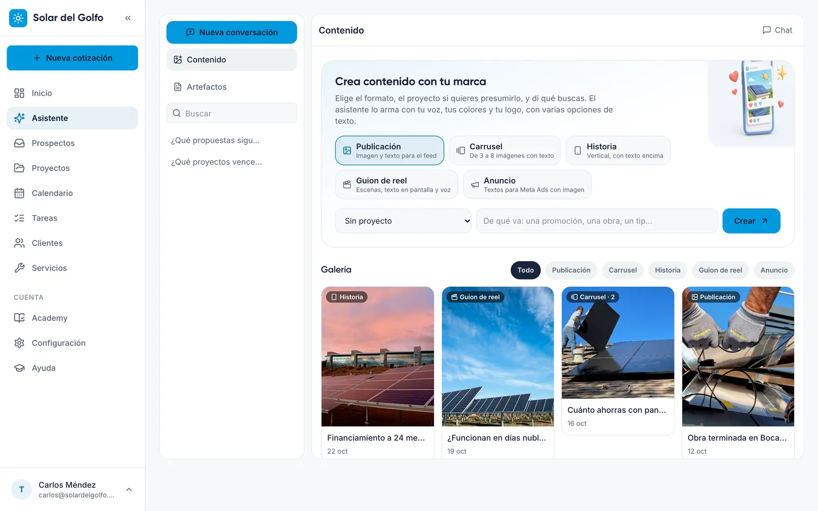 Contenido para redes generado con las obras y la marca de la instaladora