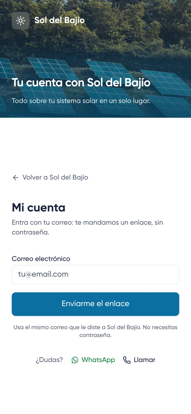 Acceso de los clientes a su cuenta con la marca de la instaladora