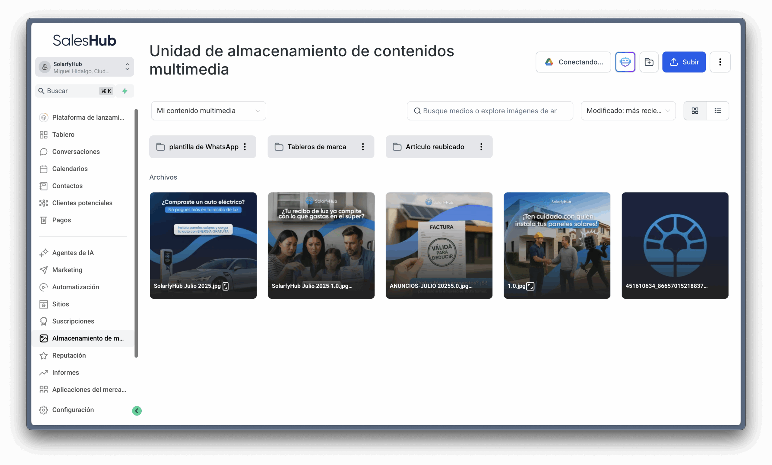 Activos de venta listos: Centraliza propuestas, contratos y material educativo para que tu equipo cierre instalaciones más rápido.